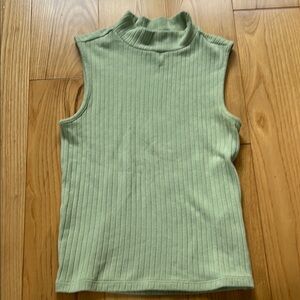 Sleeveless Ribbed Green tank
